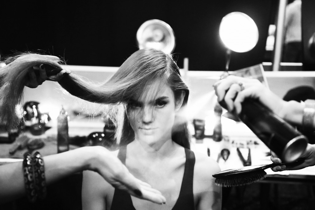 NEW YORK, NY - SEPTEMBER 11: A model prepares backstage for TRESemme at Jenny Packham Spring 2013 show during Mercedes-Benz Fashion Week at The Studio at Lincoln Center on September 11, 2012 in New York City. (Photo by Astrid Stawiarz/Getty Images for TRESemme)